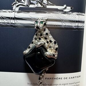 Panther silver  brooch with stones.